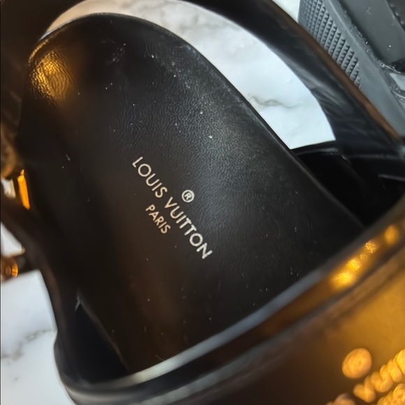 Louis Vuitton Black Sandals with Gold Accents - Picture 5 of 7